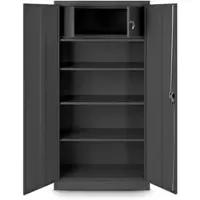DELUKE Jan Nowak Metallschrank abschließbar TOMASZ Geheimfach, 4 Ebenen | Aktenschrank Büroschrank Stahl Werkstatt Werkzeugschrank, 185x90x45cm Anthrazit