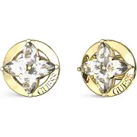 GUESS JUBE06040JWYGWHT/U Damen-Ohrringe Ohrstecker Flowers Weiß Goldfarben