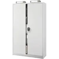 DELUKE Aktenschrank abschließbar KADO - 5 Ebenen, Flügeltüren | Metallschrank Werkstatt Büroschrank aus Stahl Werkzeugschrank, 185x115x40cm Grau