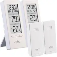 INFACTORY 2er-Set Digitale Temperaturstation, Innen-/Außenthermometer, Funkuhr