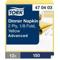 Tork Dinnerservietten Gelb, 1/8‐Falz, 2‐lagig, 39 cm × 39 cm, 12 × 150 Serviette...