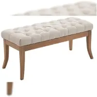 DELUKE Sitzbank CANNES Stoff Creme 100x38x46cm Hellbraun Sitzbank Flur Sitzhocker Esszimmerbank Polsterbank Schlafzimmer