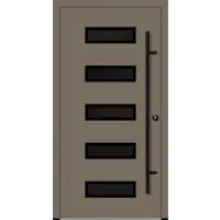Haustuerenland.de Aluminium Haustür "AGADA" 82 mm RC2 BLACKLINE Beigegrau RAL 7006 beidseitig innen öffnend DIN rechts