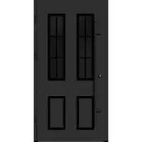 Haustuerenland.de Aluminium Landhaustür "CORGINA" 82 mm BLACKLINE Sprossenfelder Anthrazit Eisenglimmer DB 703 beidseitig außen öffnend DIN links