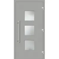 Haustuerenland.de Haustür RC3 "GERDA" 79 mm Weißaluminium RAL 9006 außen öffnend DIN rechts