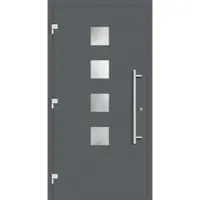 Haustuerenland.de Sichere Haustür "BEATRICE" 79 mm RC3 Basaltgrau RAL 7012 beidseitig außen öffnend DIN links