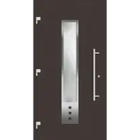 Haustuerenland.de Haustür RC3 "GLORIA" 79 mm Graubraun RAL 8019 außen öffnend DIN links