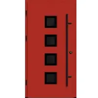 Haustuerenland.de Aluminium Haustür "ANTOINETTE" 82 mm RC2 BLACKLINE Feuerrot RAL 3000 beidseitig außen öffnend DIN links