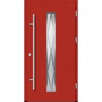Haustuerenland.de Aluminium Landhaustür "AURORA" 82 mm RC2 Diamant-Applikationen Feuerrot RAL 3000 beidseitig außen öffnend DIN links