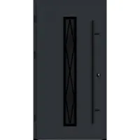 Haustuerenland.de Aluminium Landhaustür "AURORA" 82 mm RC2 BLACKLINE Diamant Sprossenfelder Anthrazit RAL 7016 beidseitig außen öffnend DIN links