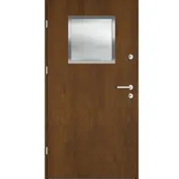 Haustuerenland.de Aluminium-Stahl Nebeneingangstür "AKARI" 68 mm Golden Oak holzähnlich beidseitig außen öffnend DIN links