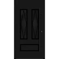 Haustuerenland.de Aluminium Landhaustür "HERMINE" 82 mm BLACKLINE Sprossenfelder Tiefschwarz RAL 9005 beidseitig außen öffnend DIN links