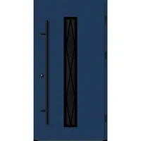 Haustuerenland.de Aluminium Landhaustür "AURORA" 82 mm RC2 BLACKLINE Diamant Sprossenfelder Saphirblau RAL 5003 beidseitig außen öffnend DIN rechts