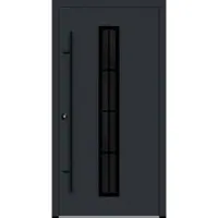 Haustuerenland.de Aluminium Landhaustür "AURORA" 82 mm RC2 BLACKLINE 8 Sprossenfelder Anthrazit RAL 7016 beidseitig innen öffnend DIN links