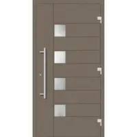 Haustuerenland.de Haustür RC3 "HENRIKE" 79 mm Beigegrau RAL 7006 außen öffnend DIN rechts