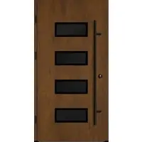 Haustuerenland.de Aluminium Haustür "NADINE" 82 mm RC2 BLACKLINE Golden Oak holzähnlich beidseitig außen öffnend DIN links