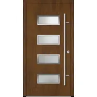 Haustuerenland.de Aluminium Haustür "NADINE" 82 mm RC2 Golden Oak holzähnlich beidseitig innen öffnend DIN rechts