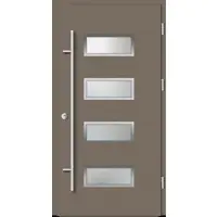 Haustuerenland.de Aluminium Haustür "NADINE" 82 mm RC2 Beigegrau RAL 7006 beidseitig außen öffnend DIN rechts