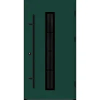 Haustuerenland.de Aluminium Landhaustür "AURORA" 82 mm RC2 BLACKLINE 8 Sprossenfelder Moosgrün RAL 6005 beidseitig außen öffnend DIN rechts