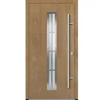 Haustuerenland.de Aluminium Landhaustür "AURORA" 82 mm RC2 8 Sprossenfelder Turner Oak holzähnlich beidseitig innen öffnend DIN rechts