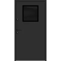 Haustuerenland.de Aluminium-Stahl Nebeneingangstür "AKARI" 68 mm BLACKLINE Anthrazit Eisenglimmer DB 703 beidseitig innen öffnend DIN links