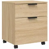 DELUKE Rollcontainer MOSAB rollbar Sonoma-Eiche 45x38x54 cm | Nachttisch mit Rollen Aktenschrank rollbar kleiner Schubladenschrank