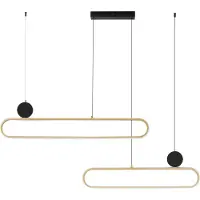 Nova Luce LED Pendelleuchte Liaise dimmbar 49W warmweiss 3000K Schwarz Gold Aluminium 121x6,5cm 9081827