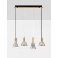 Nova Luce LED Pendelleuchte Voi dimmbar 32W warmweiss 3000K Schwarz Messinggold Glas Metall 87x17cm 9236307