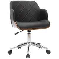 Miliboo Design-Bürostuhl schwarz und dunkles Holz SANDRO