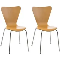 DELUKE 2er Set Besucherstuhl BERLIN - Holz Natura 45x49x85 cm | Besucherstühle Konferenzstuhl Wartezimmerstuhl Bürostühle Bürostuhl Konferenzraum Wartezimmer