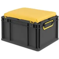 Proregal Eurobox NextGen Seat Box Gelb, HxBxT 26,5x30x40cm, 20 Liter, Griffe geschlossen, Schwarz, Eurobehälter, Sitzbox, Transportbox
