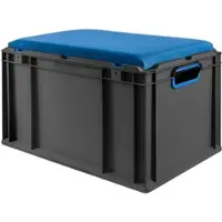 Proregal Eurobox Nextgen Seat Box Blau HxBxT 36,5x40x60cm 65 Liter Griffe Offen Schwarz Eurobehälter Sitzbox Transportbox