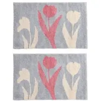 CASA FONDO 2 Fußmatten Tulpen, 3-farbig Mikrofaser waschbar, ca 50x80cm