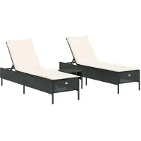 Syfax 3-tlg. Sonnenliegen-Set mit Auflage Schwarz Poly-Rattan