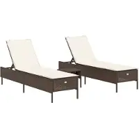 Syfax 3-tlg. Sonnenliegen-Set mit Auflage Braun Poly Rattan