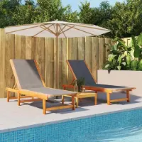 vidaXL "im " Sonnenliegen 2 Stk. - möbel für den Garten - Schwarz Massivholz Akazie und Textilene - Gartenliegen CC10952