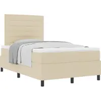 vidaXL Boxspringbett mit Matratze Creme 120 x 190 cm Stoff