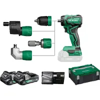 HiKOKI Akku-Bohrschrauber 18 V Brushless, 55 Nm und Schnellwechselbohrfutter, incl. 2x Akku 2 Ah, Ladegerät, Zubehör, Koffer