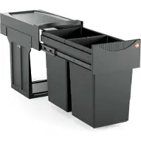 Hailo 3666851 AS Tandem 15/15 Black Edition Abfallsorter mit 30 (2x15) Liter Abfallvolumen ab 30 cm Schrankbreite