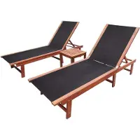Syfax Sonnenliegen 2 Stk. mit Tisch Akazie Massivholz und Textilene