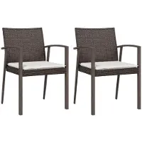 vidaXL Gartenstühle mit Kissen 2 Stk. Braun 56,5x57x83 cm Poly Rattan