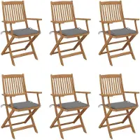 Syfax Klappbare Gartenstühle 6 Stk. mit Kissen Massivholz Akazie