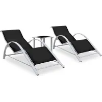 vidaXL Sonnenliegen 2 Stk. - Hohe Qualität - mit Tisch Aluminium Schwarz - Gartenliegen CC4816