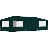 Syfax Profi-Partyzelt mit Seitenwänden 4×9 m Grün 90 g/m²