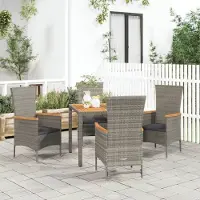 vidaXL 5-tlg. Garten-Essgruppe mit Kissen Grau Poly Rattan , Gartenstühle Design 2024