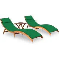 Syfax Sonnenliegen 2 Stk. mit Tisch und Auflagen Massivholz Akazie