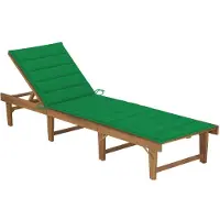 Syfax Sonnenliege klappbar, Gartenliege verstellbar, Akazienholz massiv, Öl-Finish, grüne Auflage, 200x61x30/86 cm