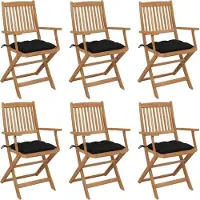 vidaXL "2026 Promotion" Klappbare Gartenstühle 6 Stk. - Hohe Qualität - mit Kissen Massivholz Akazie - Gartenstühle CC3981