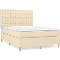 Syfax Boxspringbett mit Matratze Creme 140x190 cm Stoff