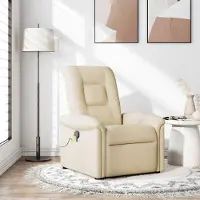 vidaXL Schlichtes Massagesessel Creme Stoff - Fernseh- & Relaxsessel DE1468882 1parcel